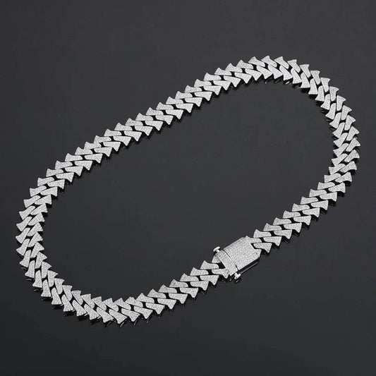 14mm Men's Hip Hop Zircon Thorns Cuban Link Chain - Velora