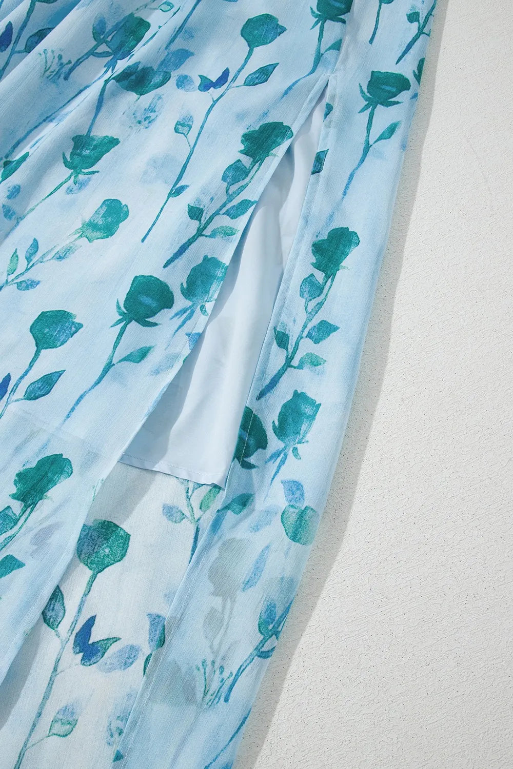 Floral Print Ruffled Side Slit Tube Top Maxi Dress - Velora