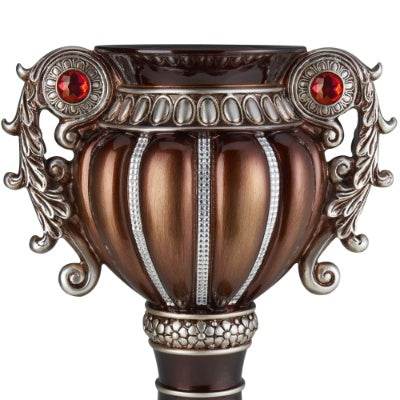 17.5 Tall Delicata Urn-Shaped Decorative Vase, Bronze With Silver Accents - Velora
