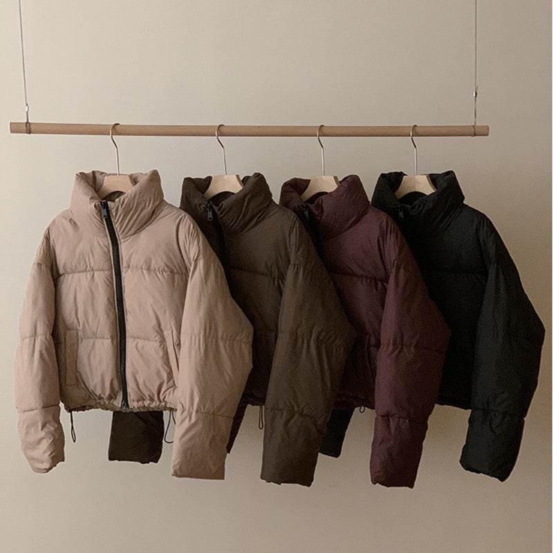 New Stand Collar Short Coat Fashion Bread Cotton-padded Coat Cropped Parkas Women Clothing - Velora
