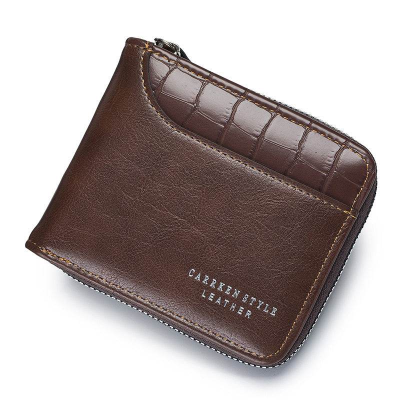 Men's Short Wallet Stitching Stone Pattern Large Capacity Tri-fold Bag - Velora