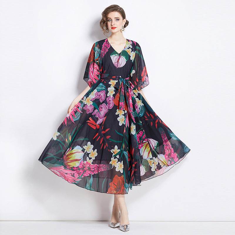 Gentle Elegant Tencel Skirt Elegant Drape Printing - Velora