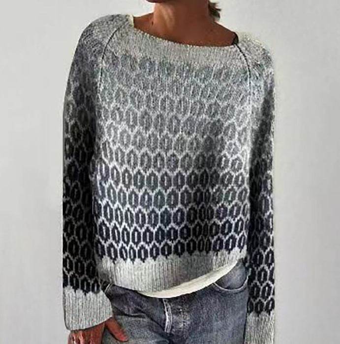 Women's Round-neck Loose Multicolor Fashion Pullover Sweater Casual Women's Clothing Fashion Knit Top Outerwear - Velora