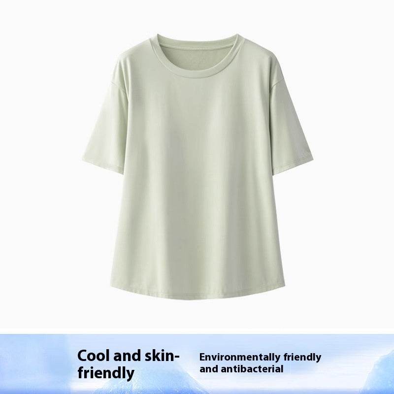 Women's Home Bamboo Fiber Slit T-shirt Shorts Pajama Set - Velora
