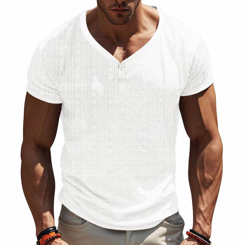 American Summer Men's V-neck Loose Breathable Short Sleeve - Velora