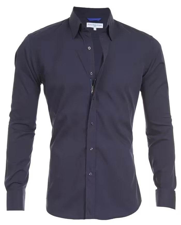 Long Sleeve Zipper Shirt With Button Design Fashion Lapel Tops For Mens Clothing - Velora