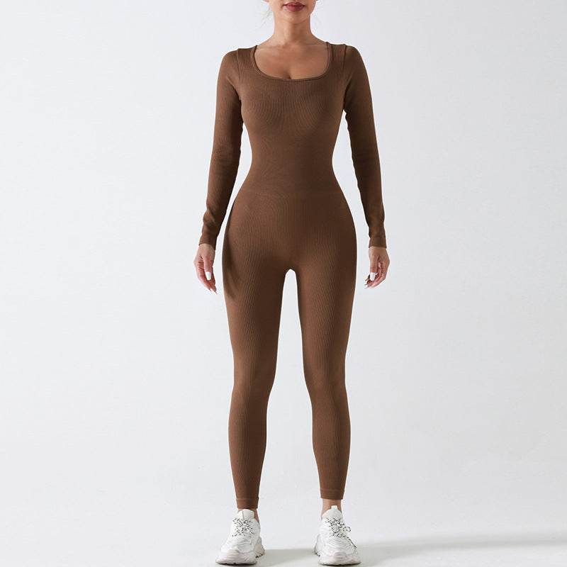 Seamless Long Sleeve Yoga Jumpsuit Bodycon Women Activewear Athleisure Romper - Velora