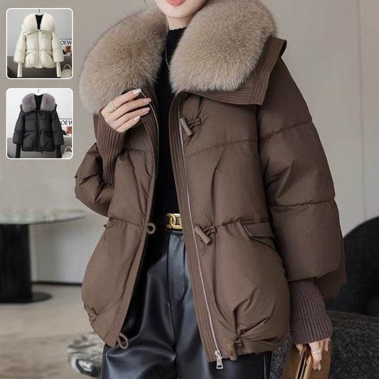 Down Cotton-padded Jacket Women's Short Fur Collar Thickened Coat Winter Clothing - Velora