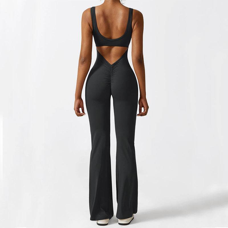 Women Sleeveless Flare Jumpsuits Fitness Yoga Long Pants - Velora