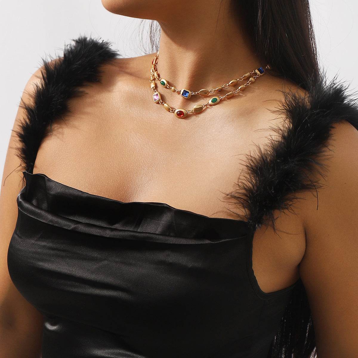 Ethnic Style Diamond Double-layer Necklace - Velora