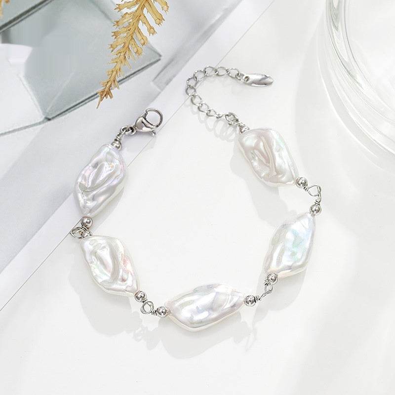 Rhombus Baroque Artificial Pearl Bracelet Female French High Sense Ins - Velora