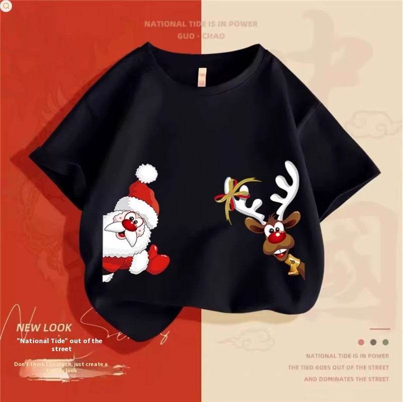 Christmas Elk Cotton T-shirt Boy - Velora