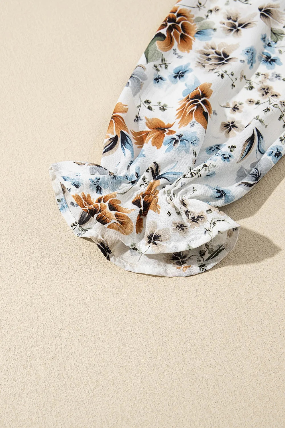 Floral Print Flounce Sleeve Midi Dress - Velora