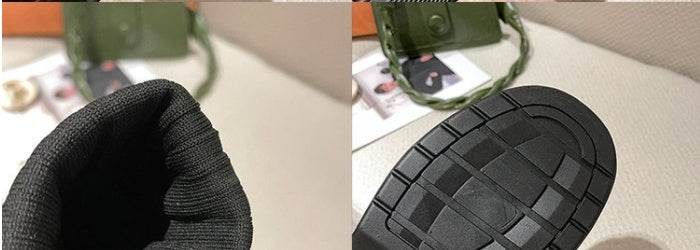 Green Martin With Lace-up Thick-bottomed Heightening Straps Boots - Velora