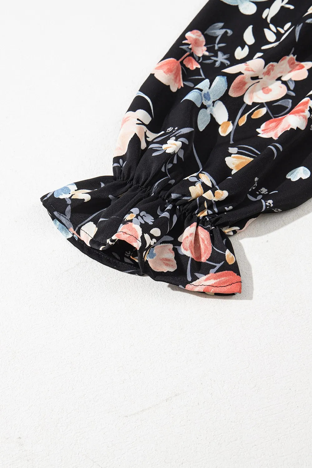 Floral Print Flounce Sleeve Midi Dress - Velora