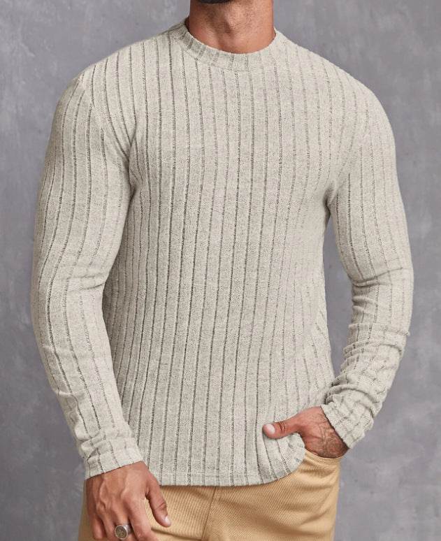 Casual Solid Color Round Neck Pullover Long-sleeved T-shirt - Velora