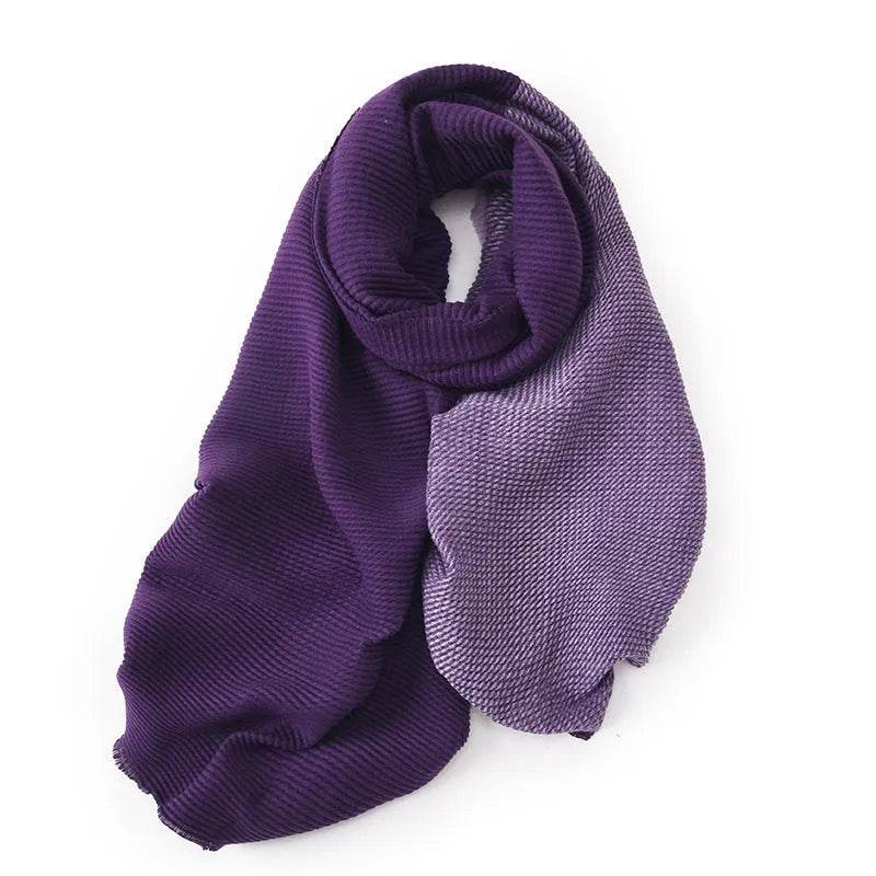Gradient Mixed-color Scarf Winter Double-sided Wrinkled Imitation Cashmere Scarf Popular Versatile And Elegant Shawl For Women - Velora