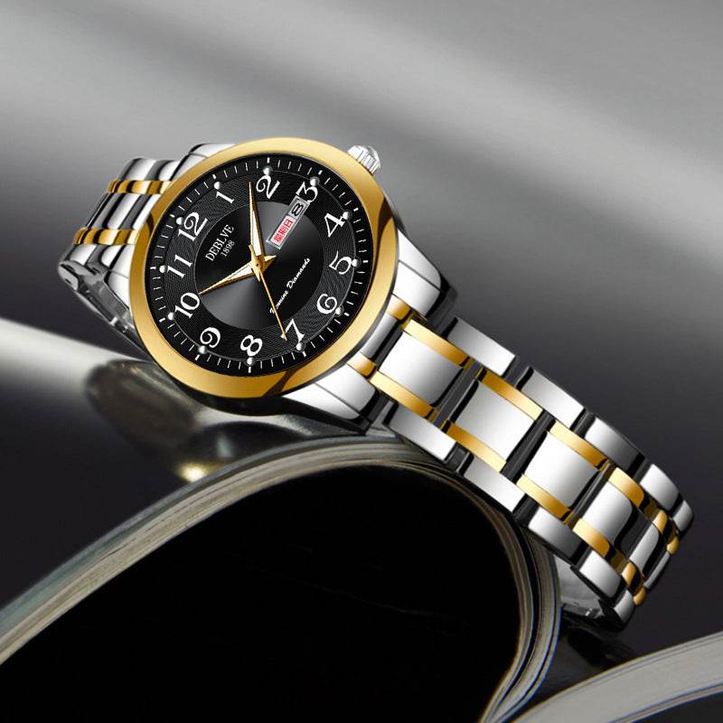 Ultra-thin Steel Strap Double Calendar Luminous Watrproof Watch - Velora