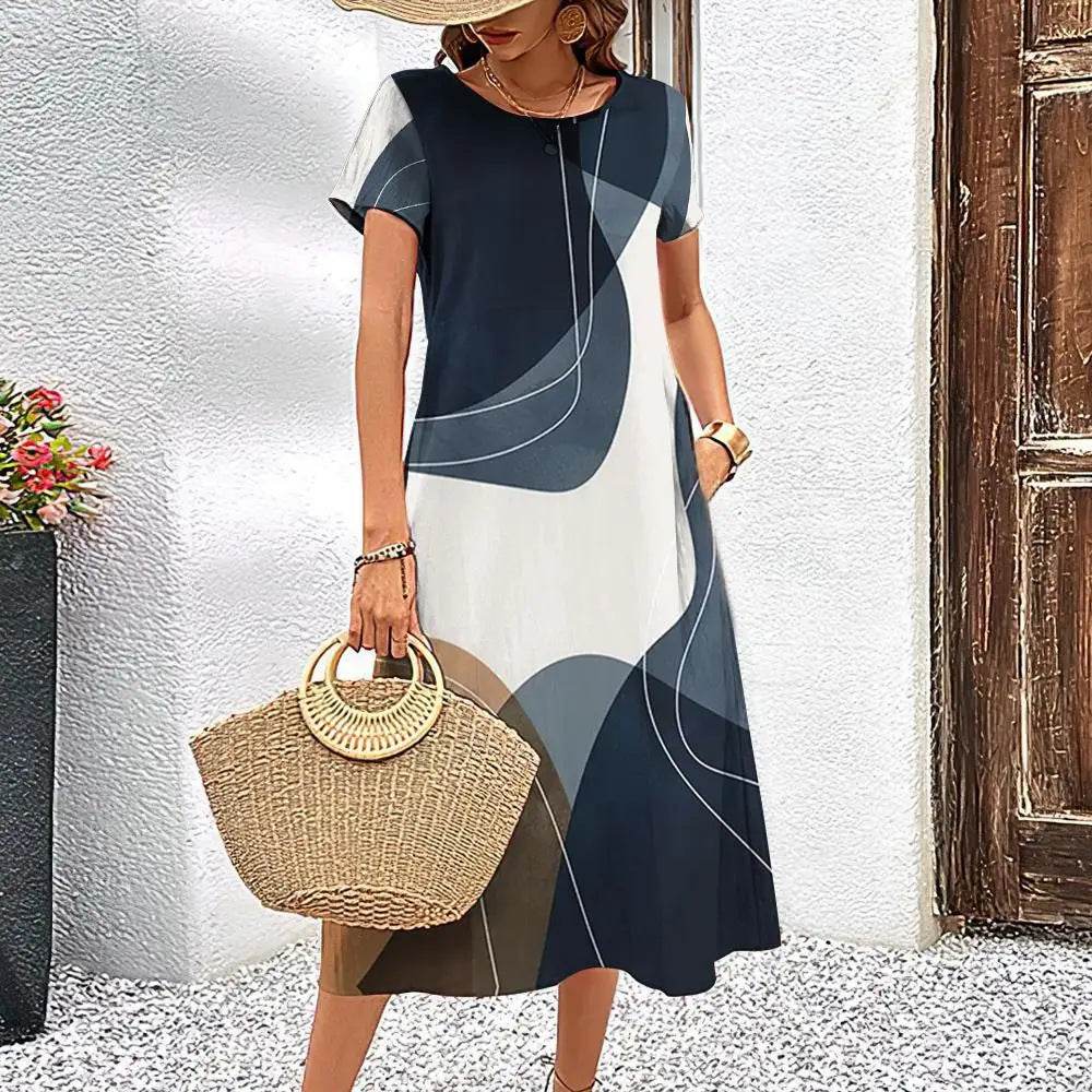 Simple Line Pattern Top Casual Fashion A- Line Elegant Skirt - Velora