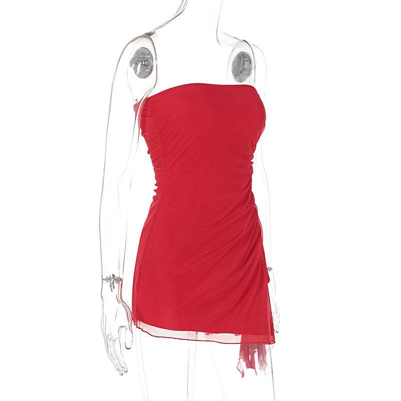 Y2K Tube-top Split Dress Summer Ins Fashion Backless Short Dresses For Women - Velora