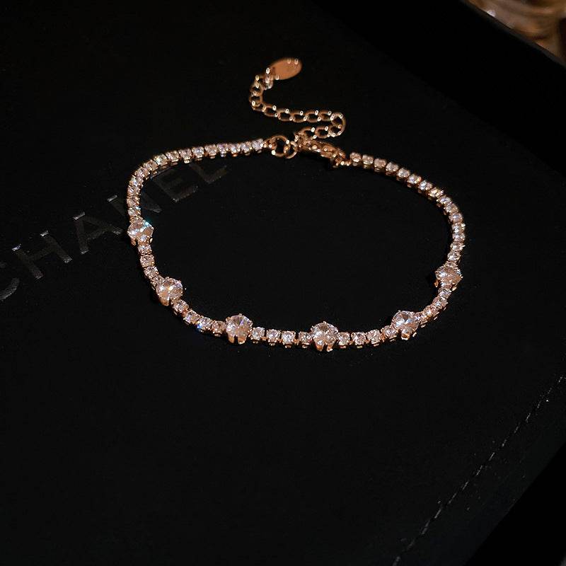 Fashion Jewelry Zircon Geometric Square Bracelet South Korea Fashion Elegant Heart Bracelet Internet Celebrity Light Luxury - Velora