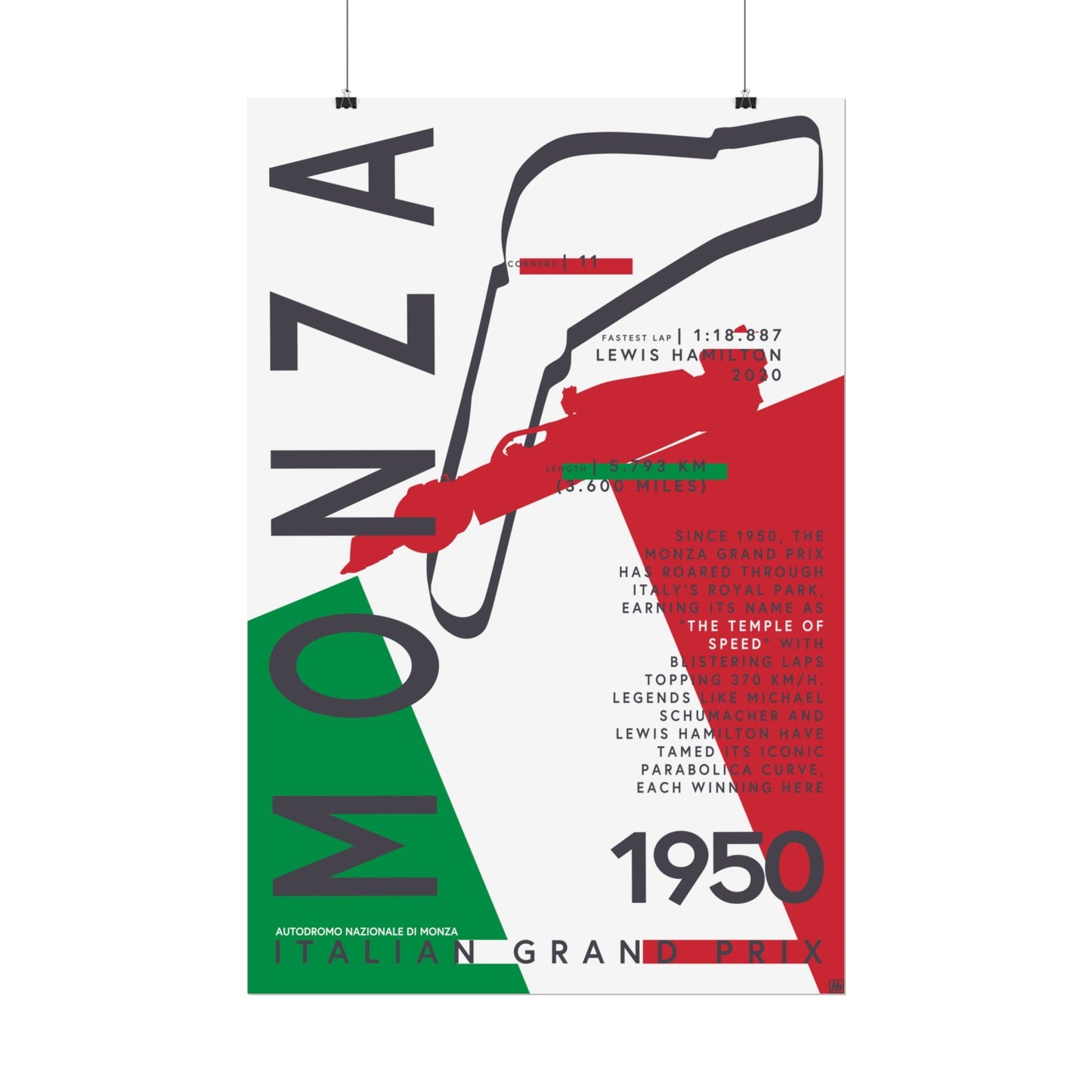 Monza F1 Grand Prix Temple of Speed Poster - Velora