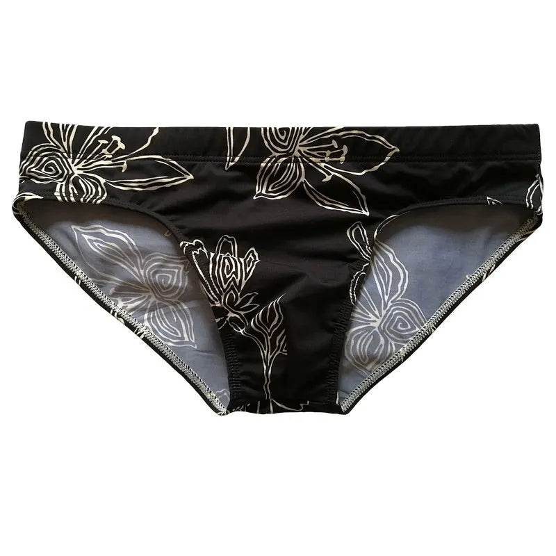 Simple Floral Printed Men's Underwear Swimming Trunks Briefs - Velora
