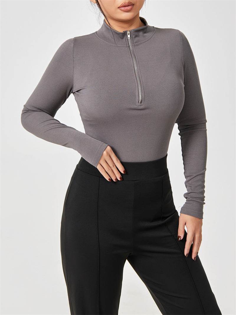 Fashion Long Sleeve Zipper Jumpsuit Seamless Slimming Shapewear For Women Romper - Velora