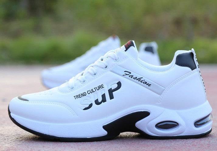 Men's Leisure Travel Shoes Students' White Leather Running Shoes - Velora