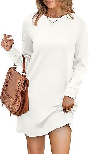 Back Fold Pocket Long Sleeve Sweater Dress - Velora