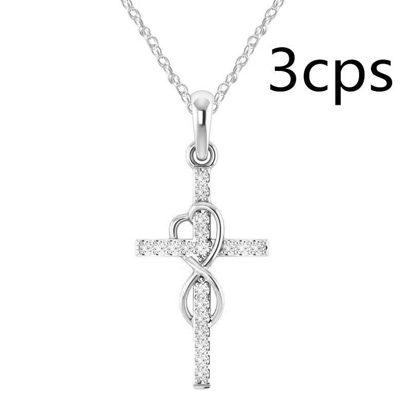 Alloy Pendant With Diamond And Eight-character Cross Necklace - Velora