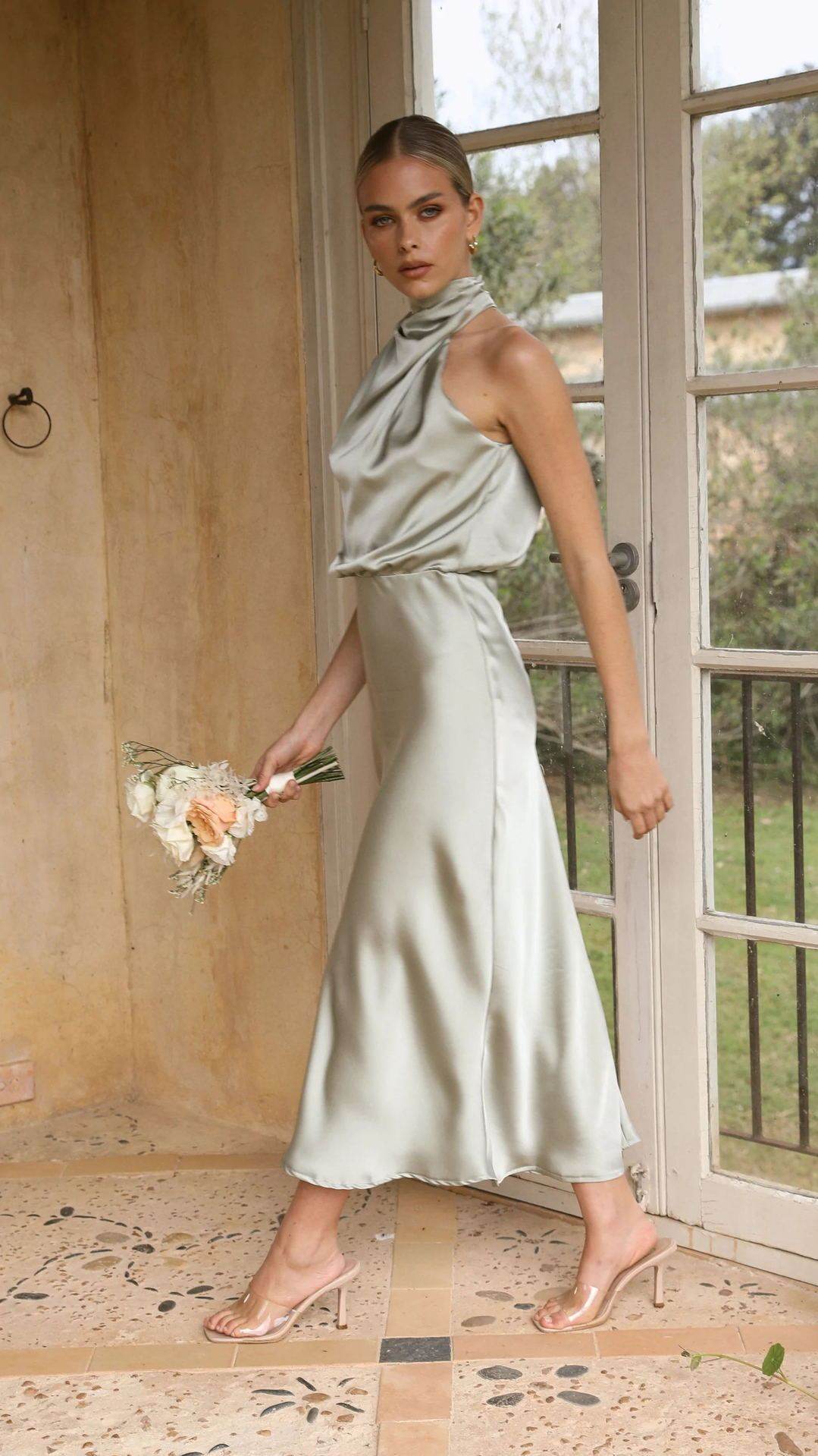 Sleeveless Halter Neck Dress Summer Fashion Temperament Evening Dresses For Women Clothing - Velora