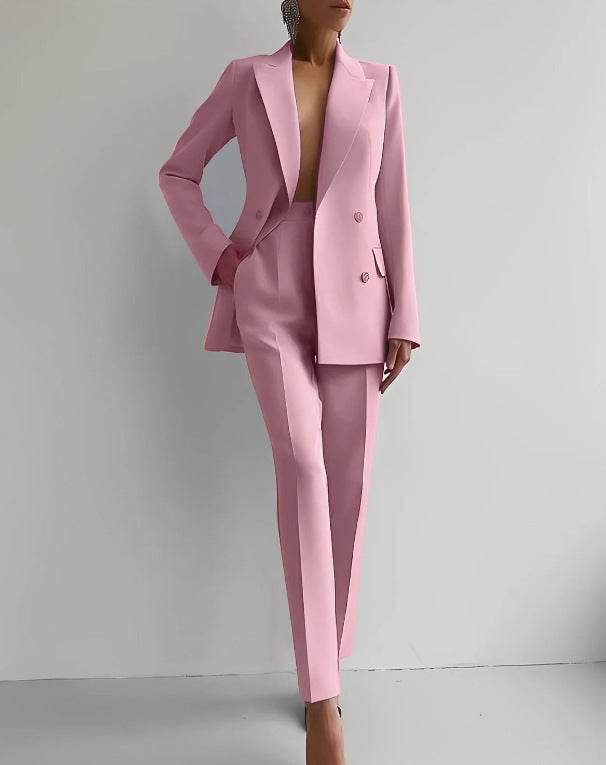 Casual Suits Fashion Long Sleeve Single-breasted Jacket Top And Slim Fit Trousers Women's Business Suits - Velora