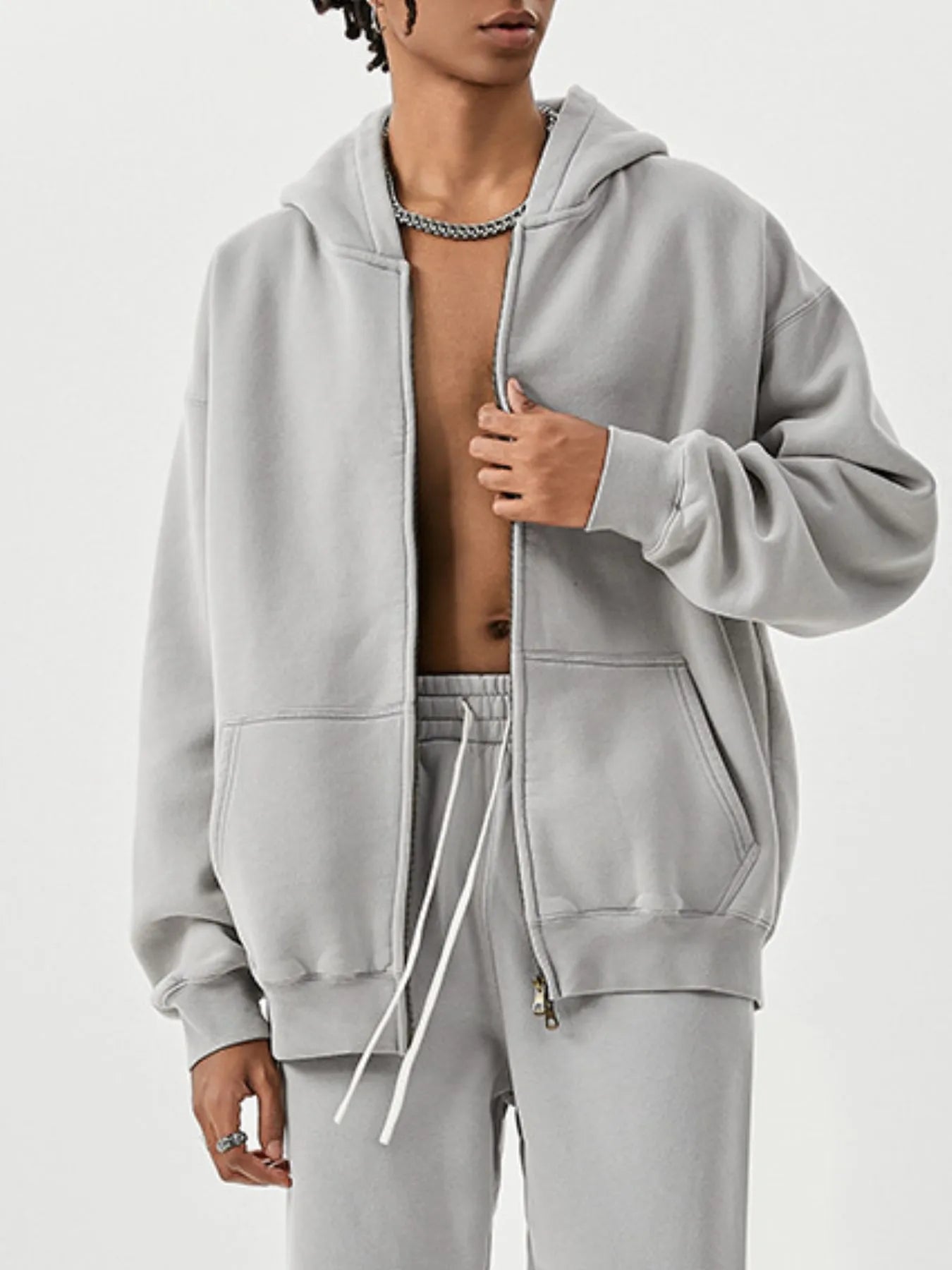 Men's Oversized Zip-Up Hoodie - Velora