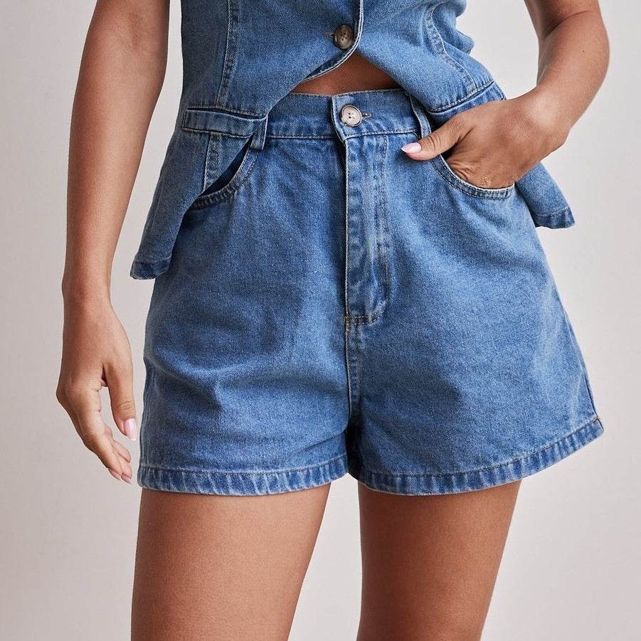 Denim Fashion Casual Sleeveless Women's Suit - Velora