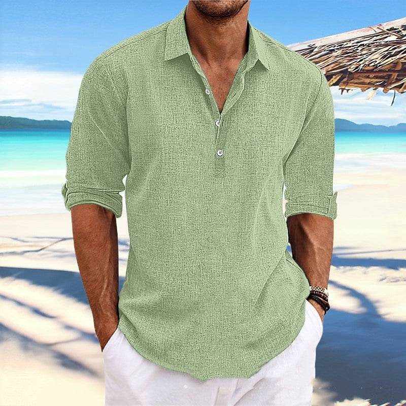 Men's Hemp Long Sleeve Loose-Fit Solid Color Shirt Plus Size Cotton Hemp Shirt Sweatshirt For Men Casual Everyday Wear - Velora