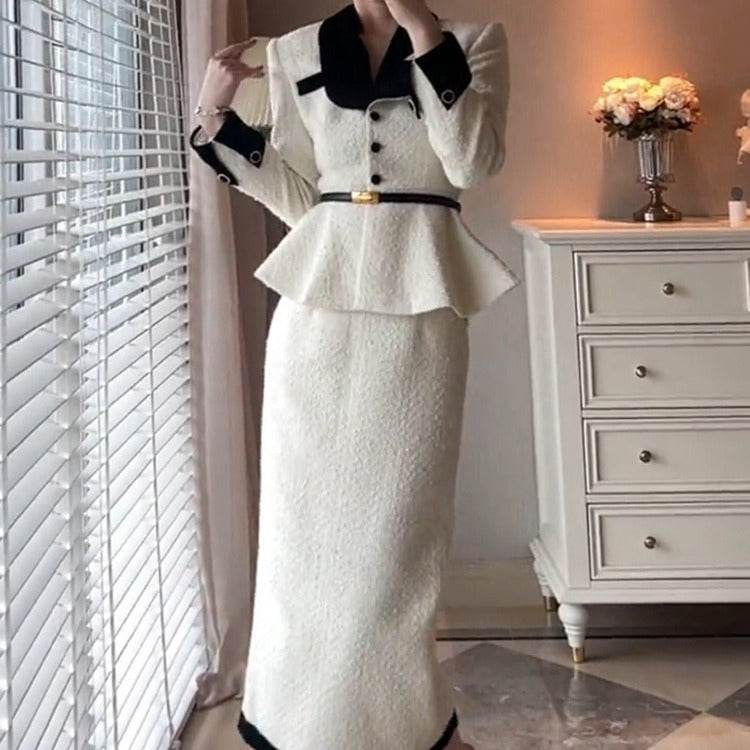 Elegant Elegant White Suit Socialite Woolen - Velora