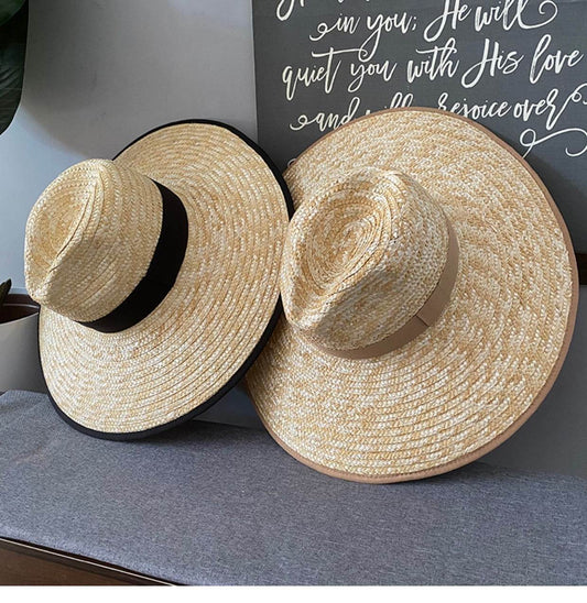 Summer Travel Leisure French Retro Hat Women's Top Wide Brim Straw Sun Hat for women - Velora