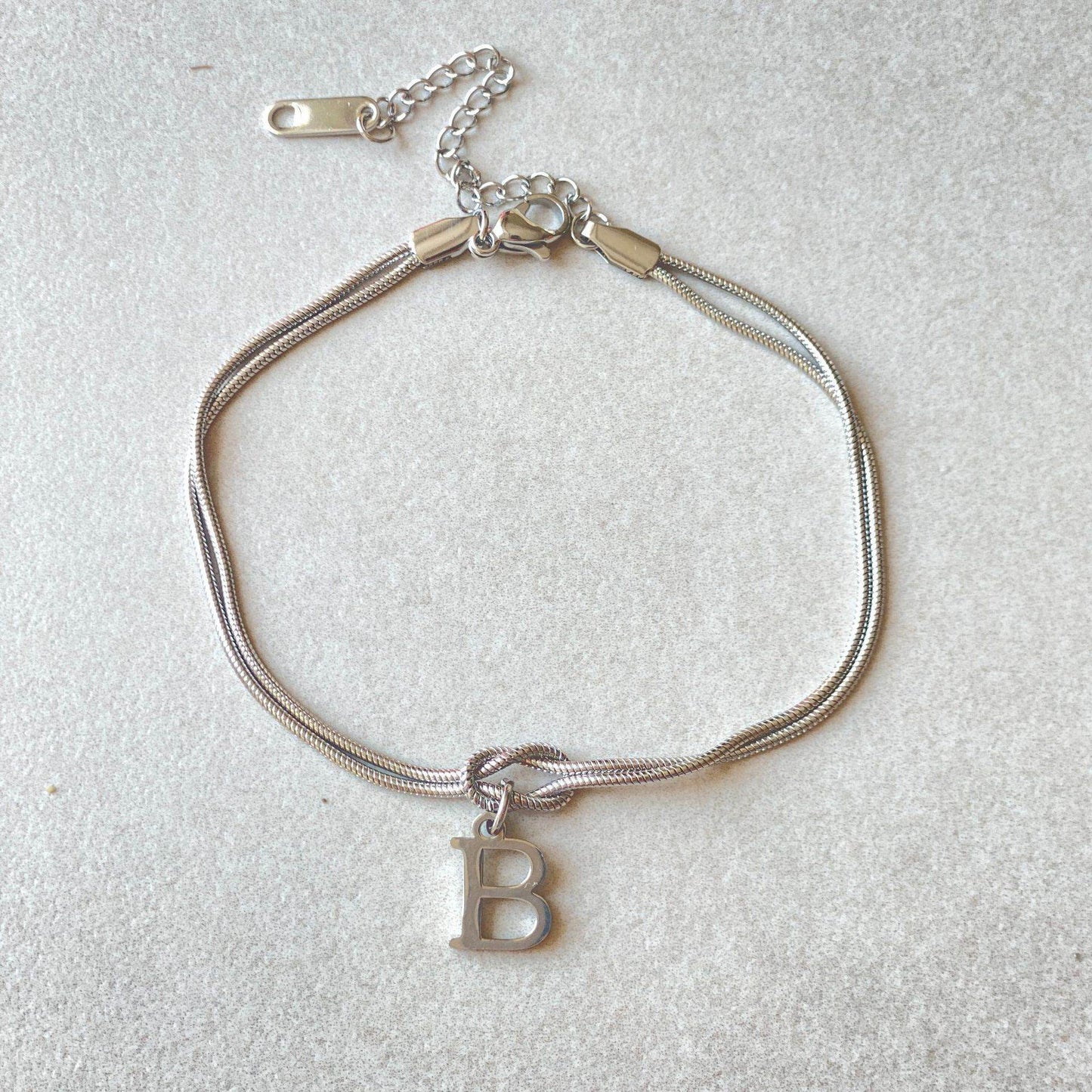 New Letter A-Z Love Knot Bracelets For Women Couple Gold Color Dainty Snake Chain Charm Bracelet Stainless Steel Jewelry Gift Valentine's Day Gifts - Velora
