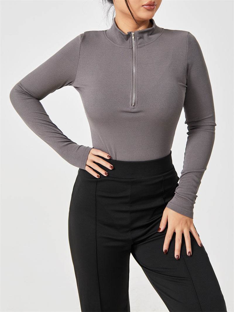 Fashion Long Sleeve Zipper Jumpsuit Seamless Slimming Shapewear For Women Romper - Velora