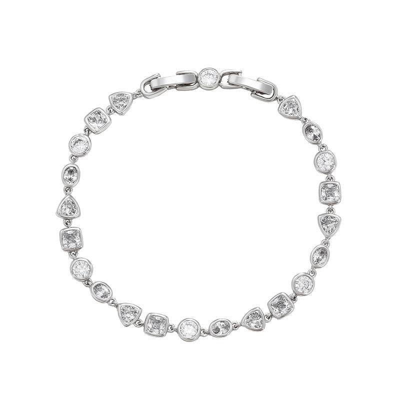 Affordable Luxury Style Korean Fashion Exquisite Full Diamond Geometric Bracelet - Velora