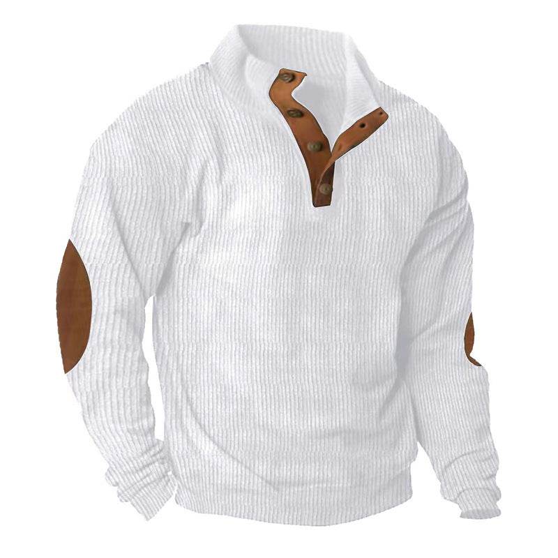 Corduroy Casual Stand Collar Long-sleeved Sweater men - Velora