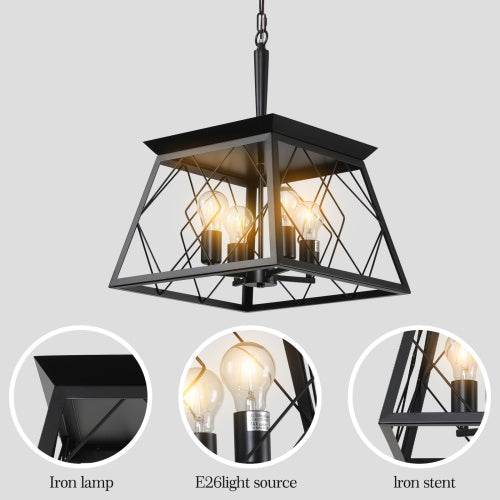 4 Lights Farmhouse Chandelier For Dining Room Black - Velora
