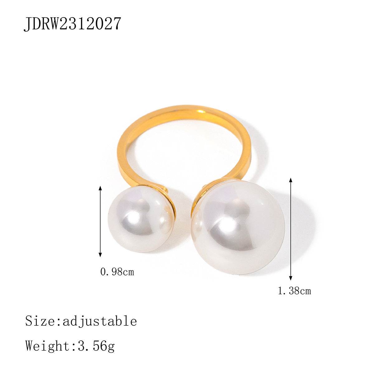European And American Stainless Steel Pearl Eye-catching Ring High-grade Ins - Velora