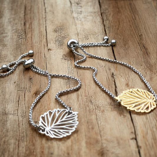 Adjustable Bracelet - Simple Leaf - Velora