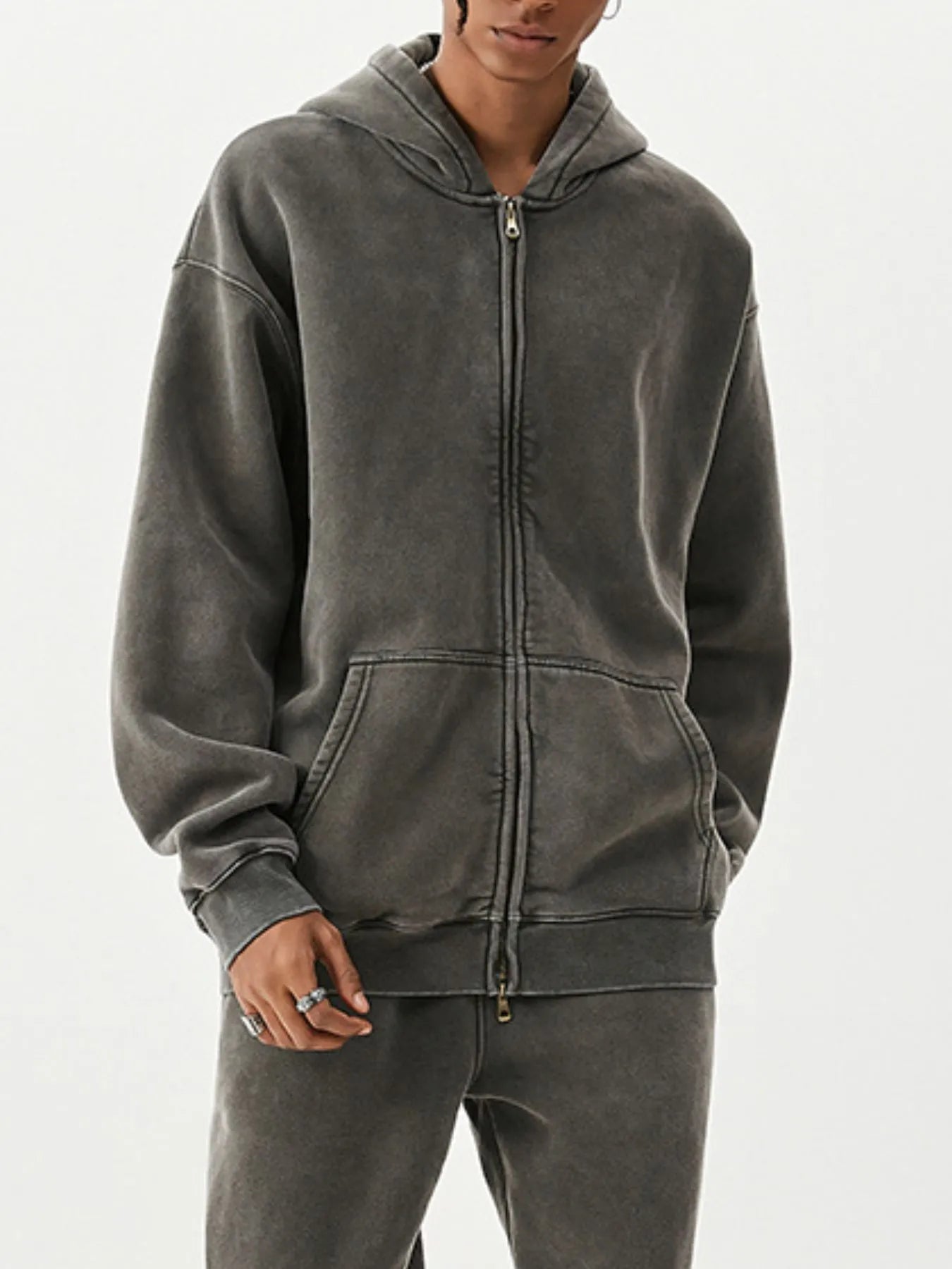 Men's Oversized Zip-Up Hoodie - Velora