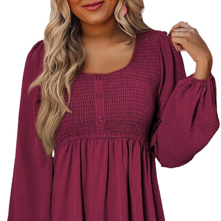 Long Sleeve High Waist A- Line Mini Dress - Velora
