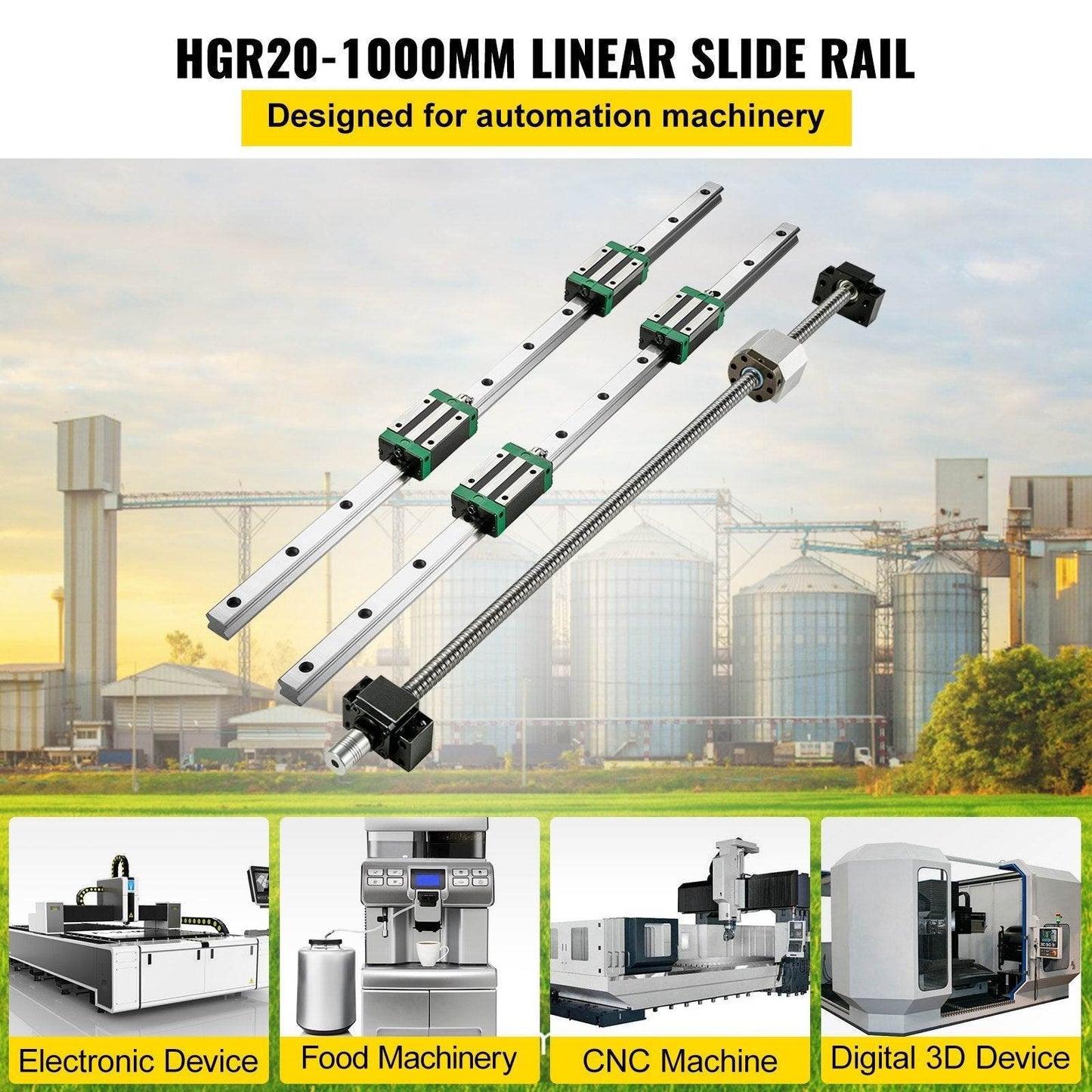 1Pcs RM1605-1000mm Ballscrew With BF12 BK12 Kit, Coupling, Slide Blocks Linear Guide Rail Set For DIY CNC Routers Lathes Mills - Velora