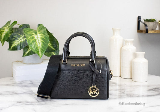 Michael Kors Travel XS Black Leather Duffle Crossbody Bag