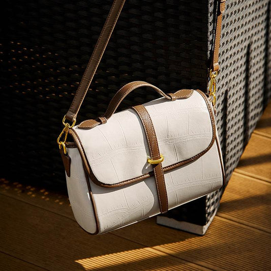 Fashion Genuine Leather Portable Messenger Bag Crossbody Shoulder - Velora